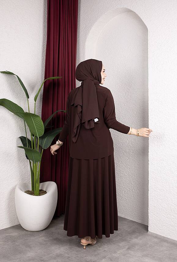 Acı Kahve Yanı Tokalı Sandy Etekli Takım - 3
