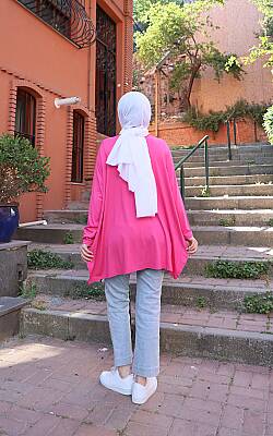 Fuşya Yanları Yırtmaçlı Salaş Tunik - 3