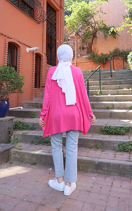 Fuşya Yanları Yırtmaçlı Salaş Tunik - 3