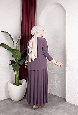 Gül Kurusu Yanı Tokalı Sandy Etekli Takım - 3