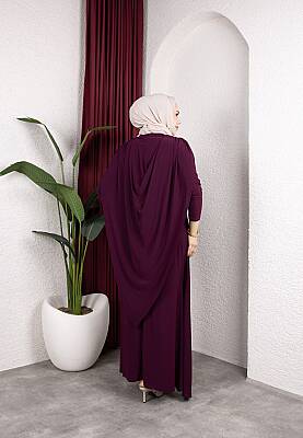 Mürdüm Harika Asil Pelerinli Tokalı Sandy Elbise - 3