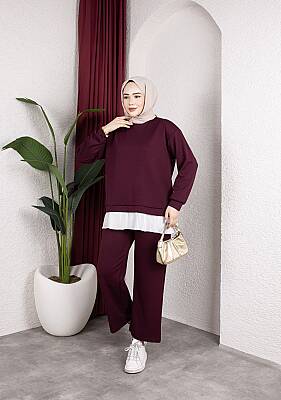 Mürdüm OYSHO Kumaş Kendinden İçlikli Pantolonlu Takım
