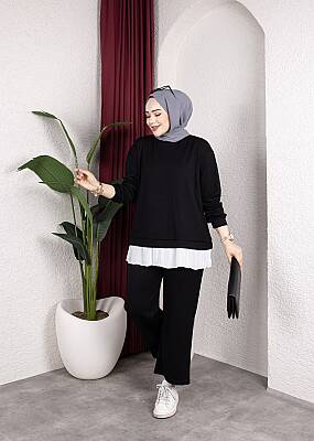 Siyah OYSHO Kumaş Kendinden İçlikli Pantolonlu Takım